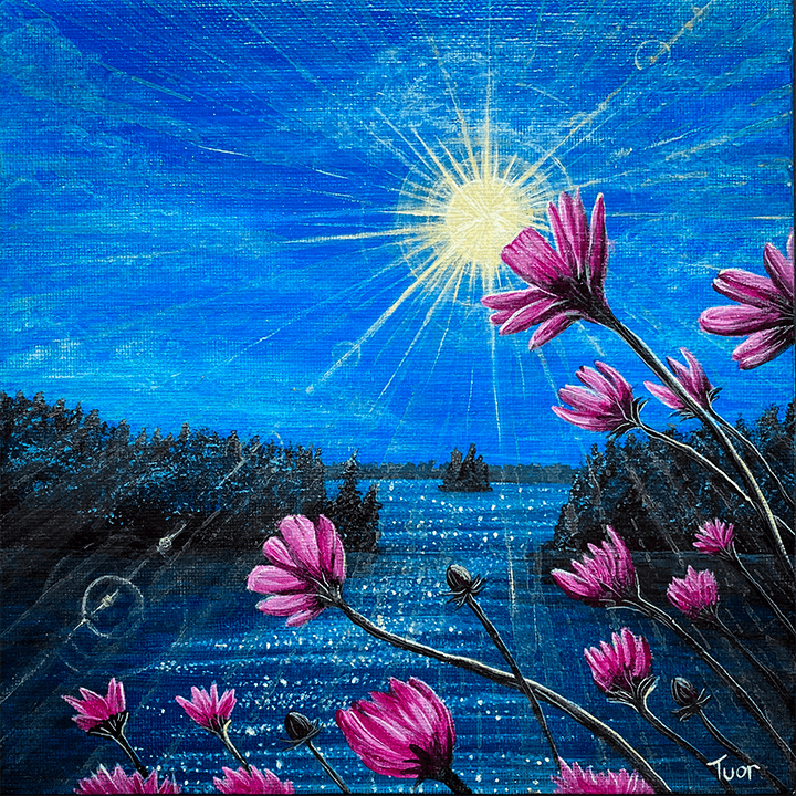 Sun Stroked Flowers. Acrylic on Canvas