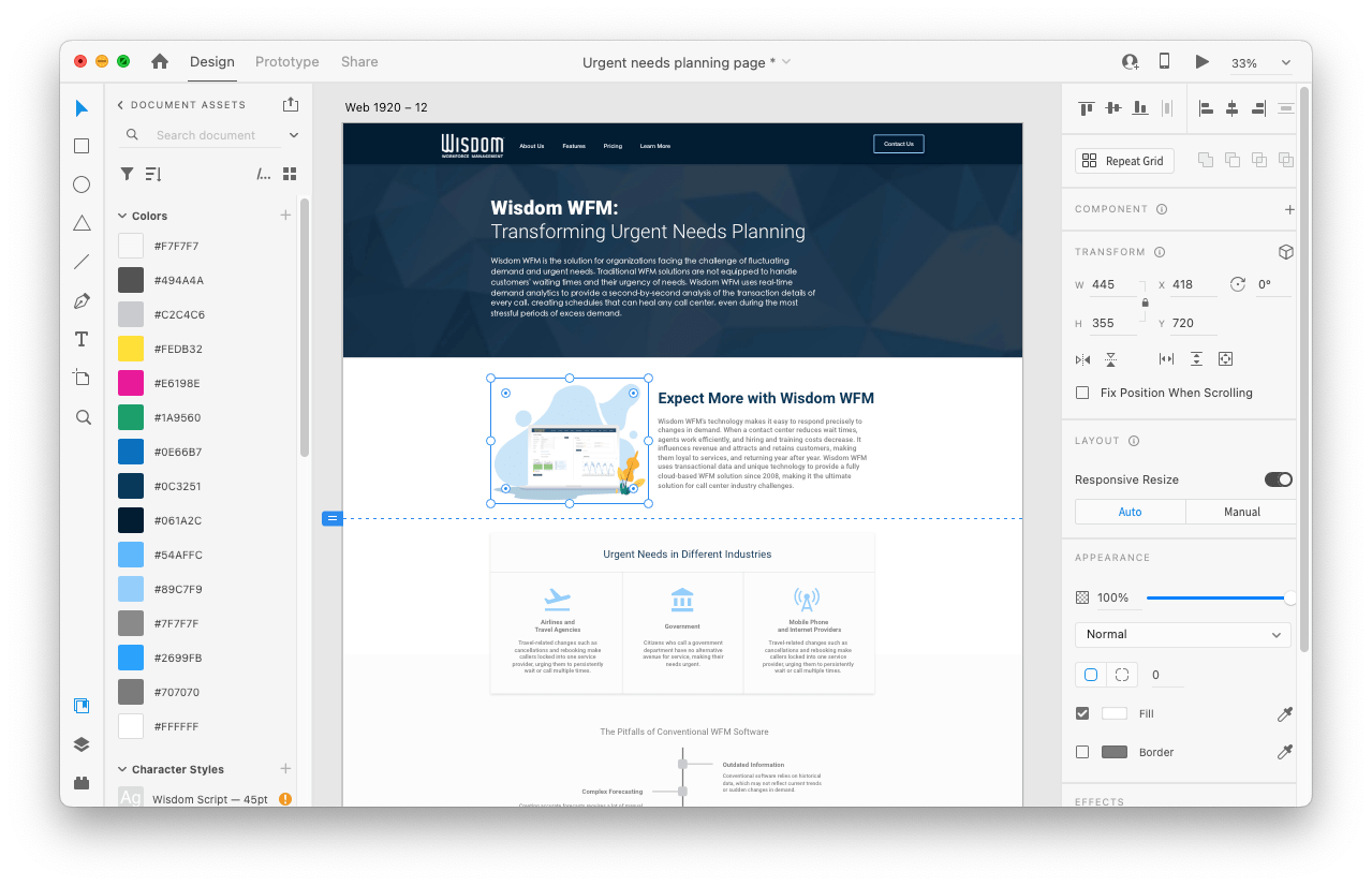 WisdomWFM Website Adobe XD Mockup